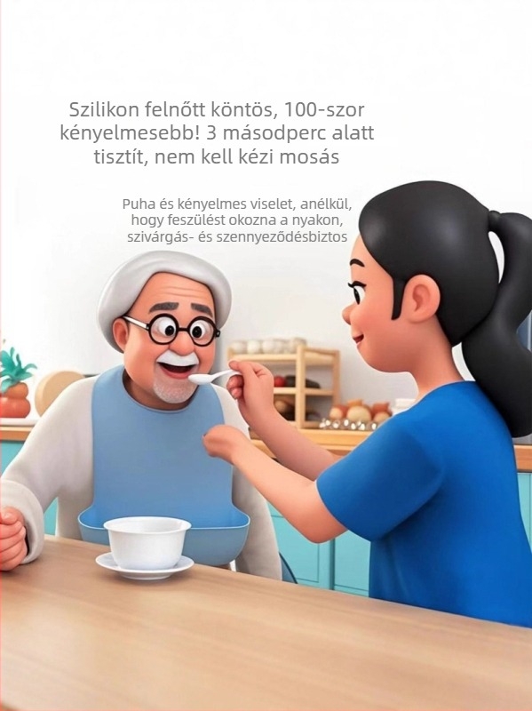 Gyerekeknek készült szilikonból készült vízálló etető-nyakvédő - Uniszex, Foltálló, Egyszínű mintázat