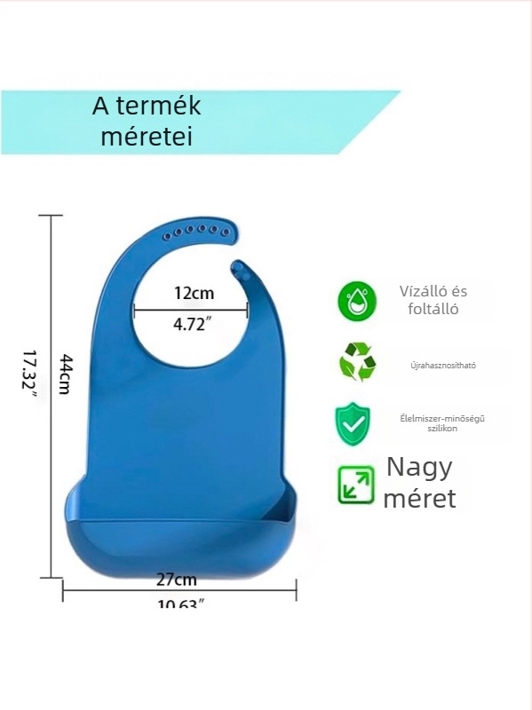 Gyerekeknek készült szilikonból készült vízálló etető-nyakvédő - Uniszex, Foltálló, Egyszínű mintázat