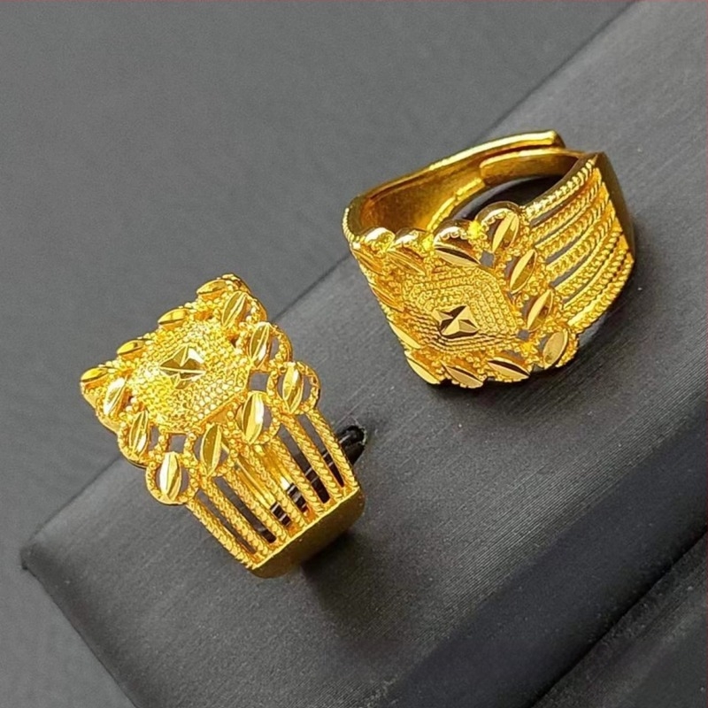 Réz gyűrű virág- és csillagmotívummal, nyitott állítható, elektroplatált bevonattal, uniszex