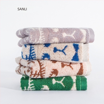 Sanli baba jacquard pamut törölköző, macska graffiti dizájn, 150D, 80–100 g