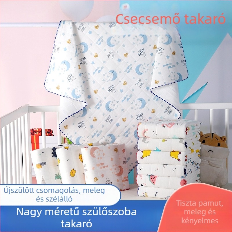 Újszülött körbefogó törölköző 100% pamutból, állat- és rajzfilm mintákkal