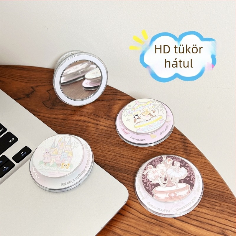 Mágneses telefonállvány karikatúra tükrökkel, Apple és Android telefonokhoz, levehető tükör rész, SJ-LX001 modell, akril