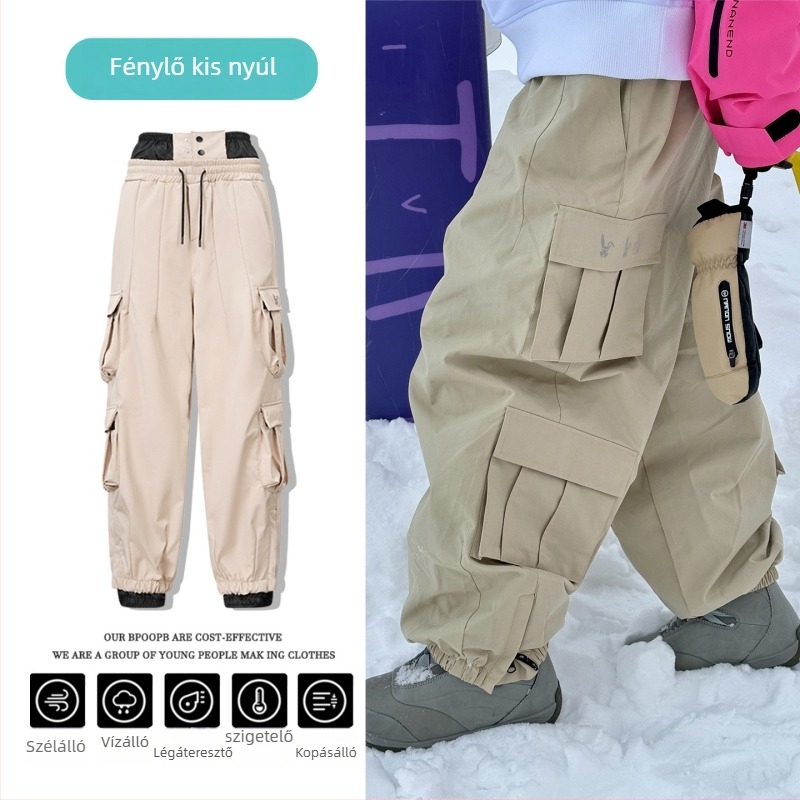Uniszex sísnadrág snowboardhoz velúr bélésű, vízálló és szélálló, poliészter anyagú, poliészter töltettel
