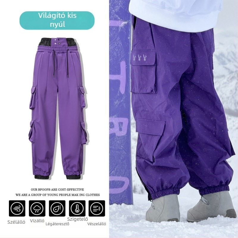 Női és férfi snowboard nadrág, vízálló és szélvédett, poliészter anyagból, poliészter töltettel