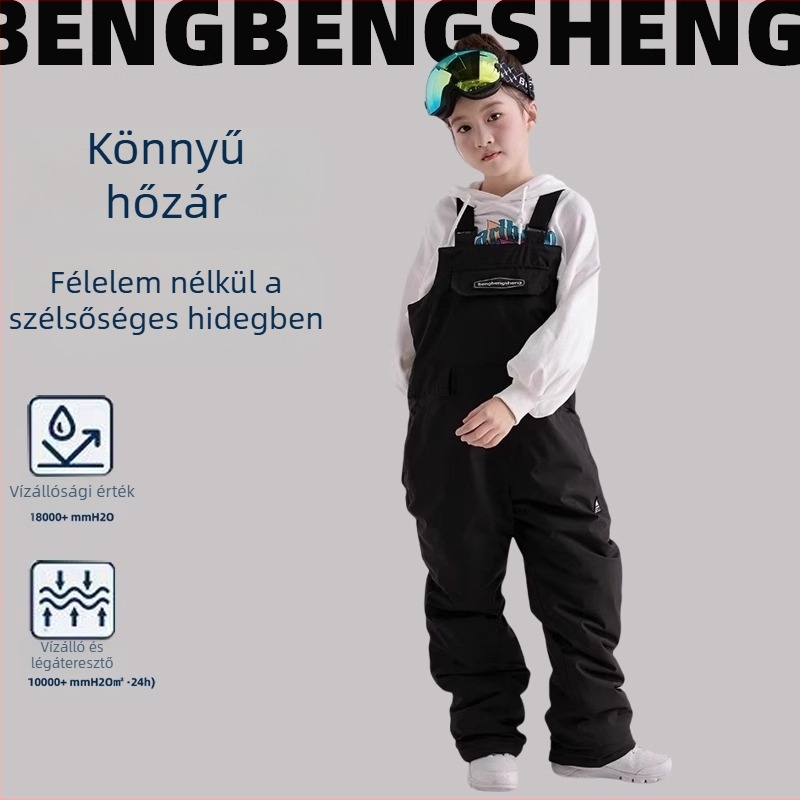 Gyerekeknek szóló sínadrág vállpánttal – vízálló, szélálló és meleg, pamut töltőanyag, Bounce rope márka, kód H005_