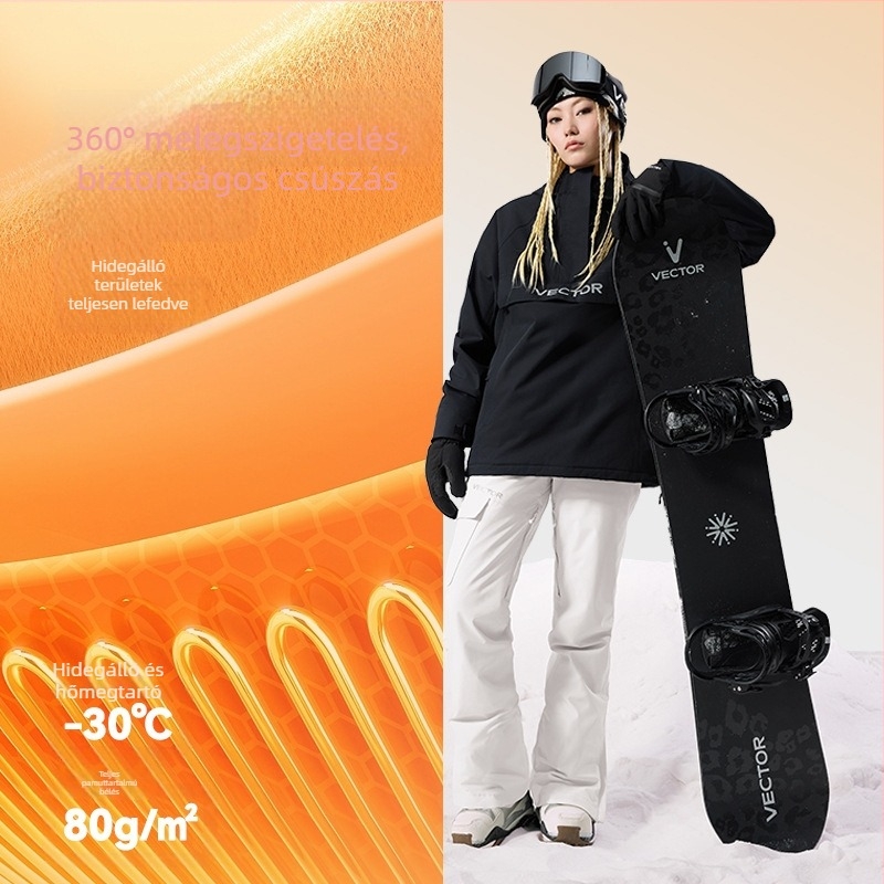 Vector kültéri vízálló és széltől védett meleg sínadrág nőknek és férfiaknak, snowboardozáshoz, síeléshez és túrázáshoz, poliészter rost töltettel