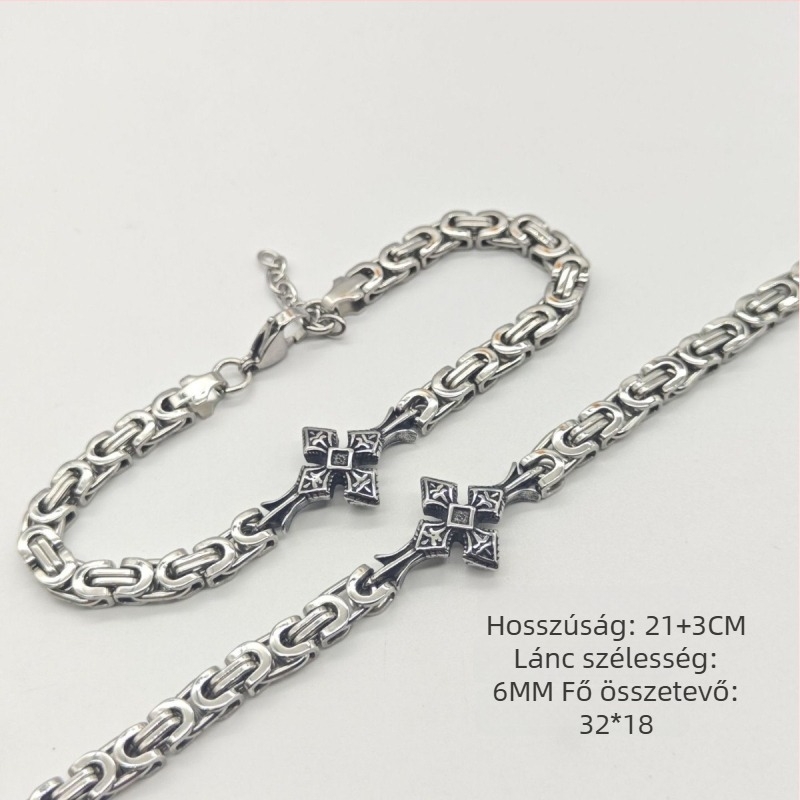 Yumi rozsdamentes acélból készült szövött nyakék, uniszex, geometriai retro stílus, polírozott felület