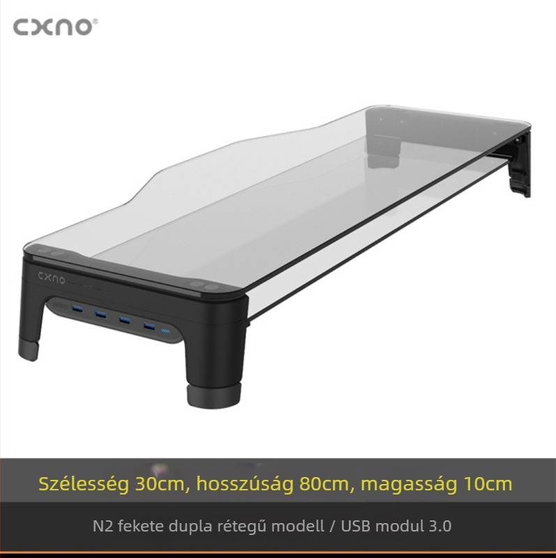 CXNO N2600 MAX emelő monitorállvány USB bővítéssel, műanyag asztali kijelzőtartó és billentyűzet‑tálca