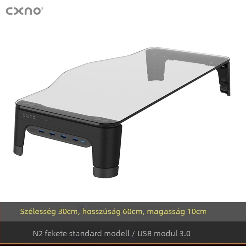 CXNO N2600 MAX emelő monitorállvány USB bővítéssel, műanyag asztali kijelzőtartó és billentyűzet‑tálca