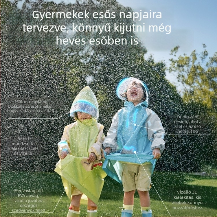 Kerékpáros esőkabát PVC anyagból, PU vízálló ragasztó réteg, normál vastagság, újrahasználható