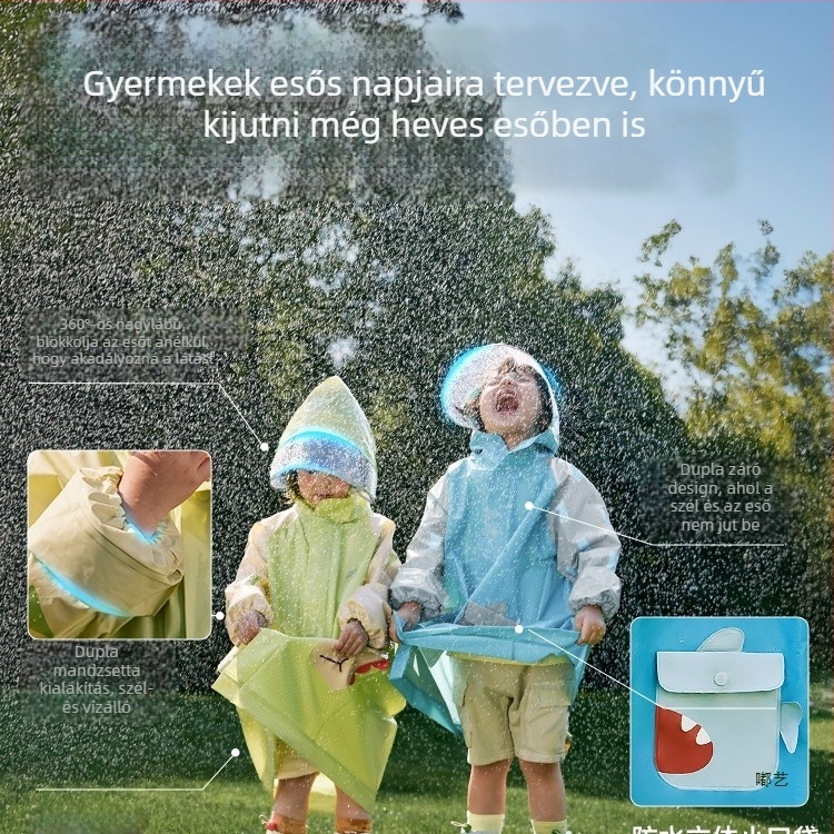 Kerékpáros esőkabát PVC anyagból, PU vízálló ragasztó réteg, normál vastagság, újrahasználható