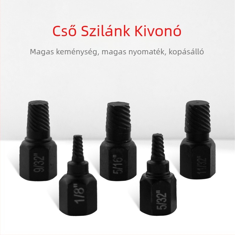 Hexagonális csatlakozó kivonó letört menetekhez — króm-vanádium acél, 10 darabos brit stílusú készlet, háztartási használatra