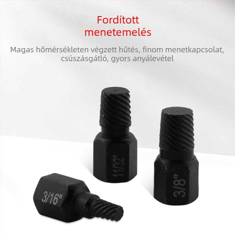 Hexagonális csatlakozó kivonó letört menetekhez — króm-vanádium acél, 10 darabos brit stílusú készlet, háztartási használatra