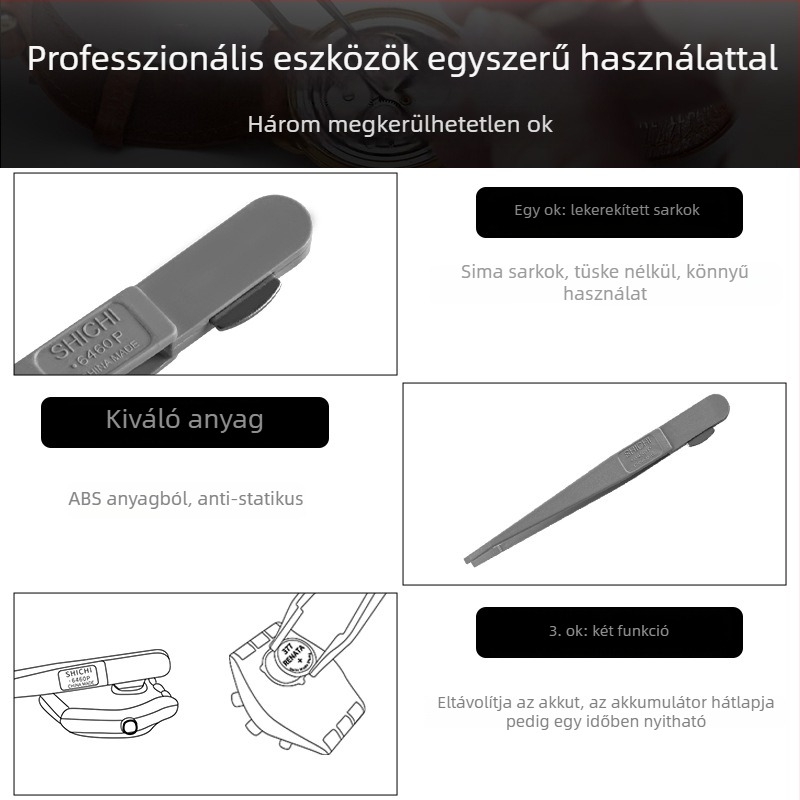Swatch óraszerviz csipesz – anti-statikus ABS, kettős használat, hátsó fedél eltávolítására és elem cseréjére (1 darab készlet, Swatch kompatibilis, anti-statikus ABS, kettős használat)