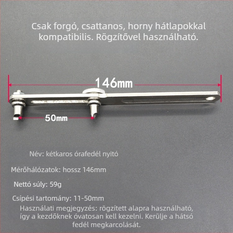 Óra hátlapjának demontázs eszköze, két karmos nyitó, 1 készlet, súly 0.06
