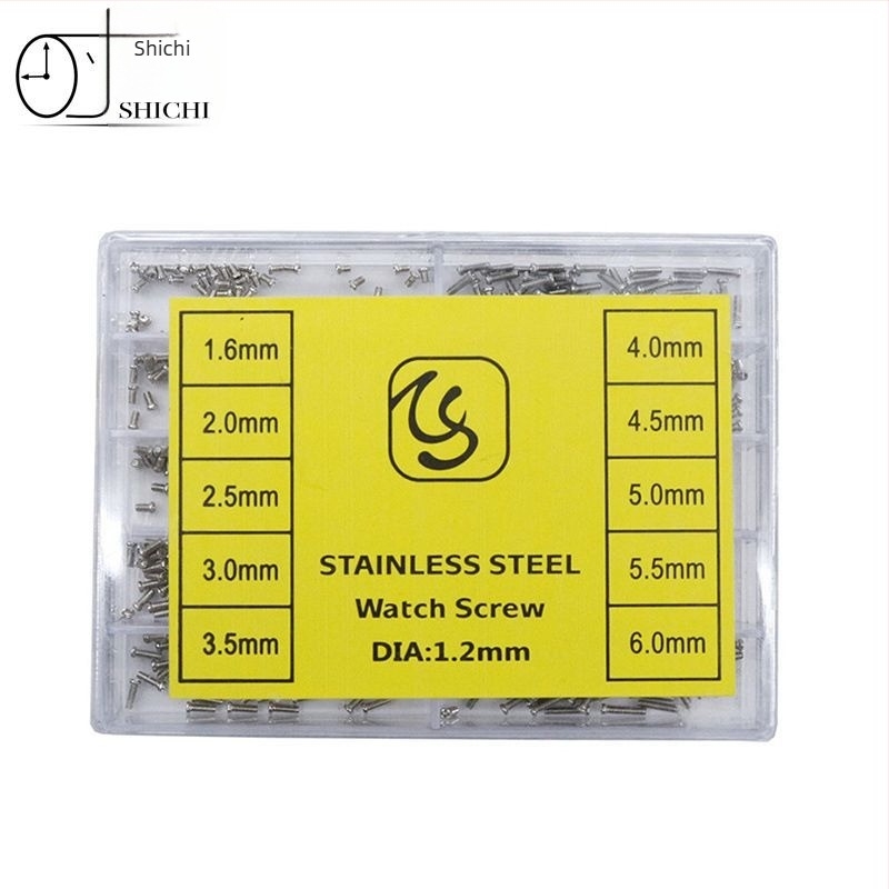 Óra hátsó fedél csavarok – Time Chi rozsdamentes acél Phillips csavarok, dobozos készlet, 1 db, óraszervizhez