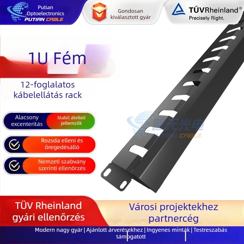 12-portos fémből készült kábelkezelő rack árnyékolt patch panellel hálózati kábelezéshez szervertermekben (Márka: All the world; Kábeltípus: Hálózati kábel; Alkalmazás: Szerverterem)