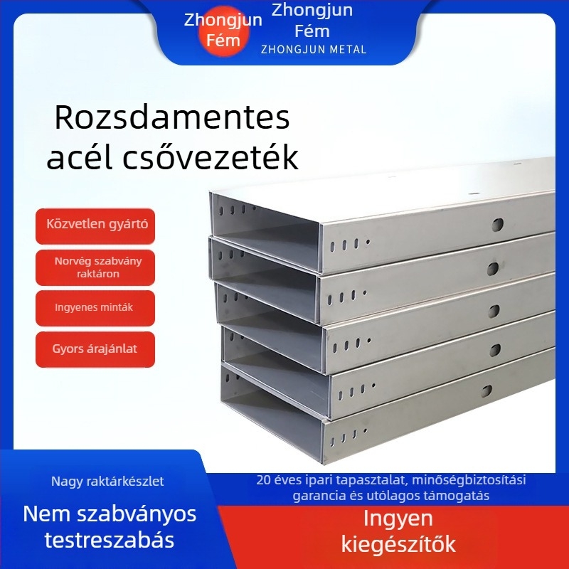 304 rozsdamentes acél kábelhíd, csatorna típus, testreszabható; modell: rozsdamentes acél híd; alkalmazás: petrolkémiai ipar, energia, telekommunikáció