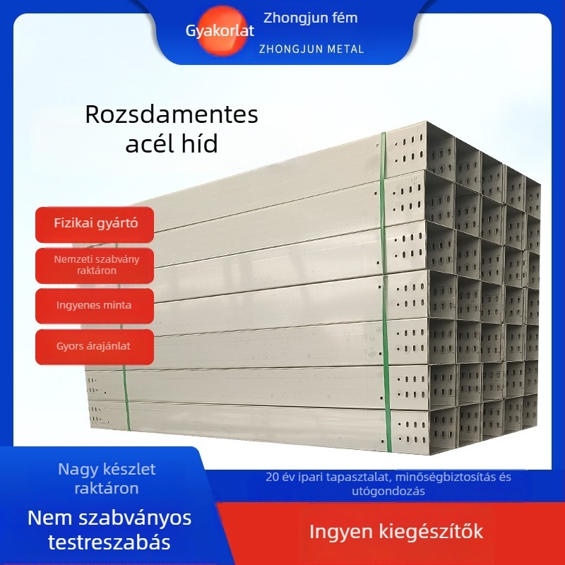 304 rozsdamentes acél kábelhíd, csatorna típus, testreszabható; modell: rozsdamentes acél híd; alkalmazás: petrolkémiai ipar, energia, telekommunikáció