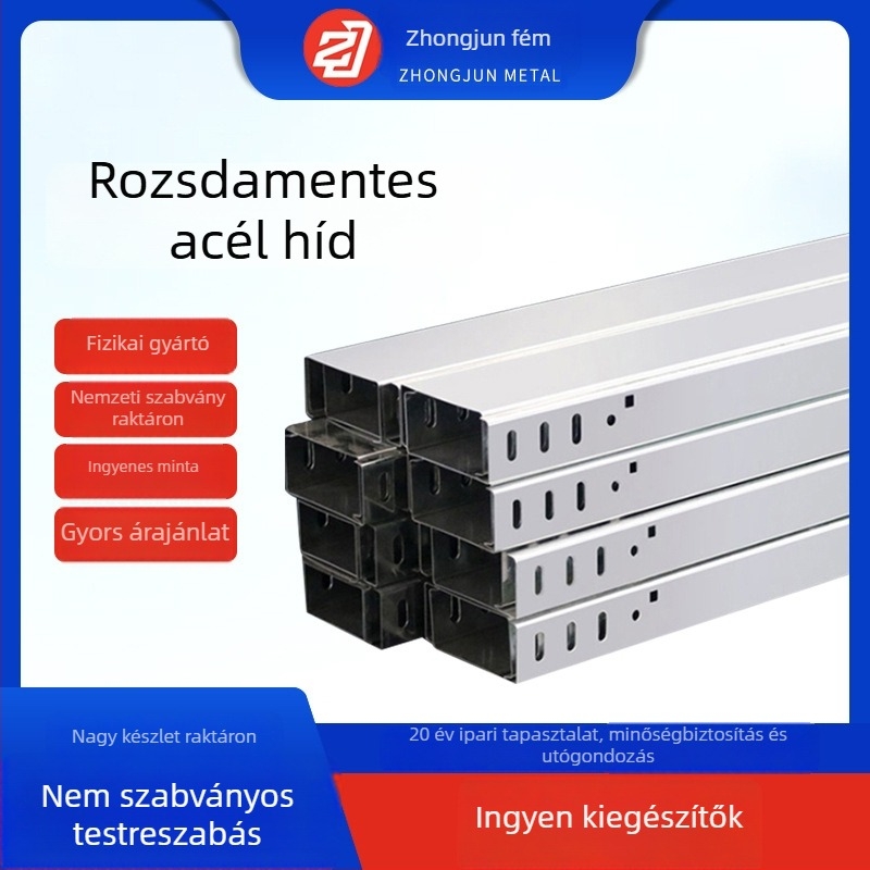 304 rozsdamentes acél kábelhíd, csatorna típus, testreszabható; modell: rozsdamentes acél híd; alkalmazás: petrolkémiai ipar, energia, telekommunikáció