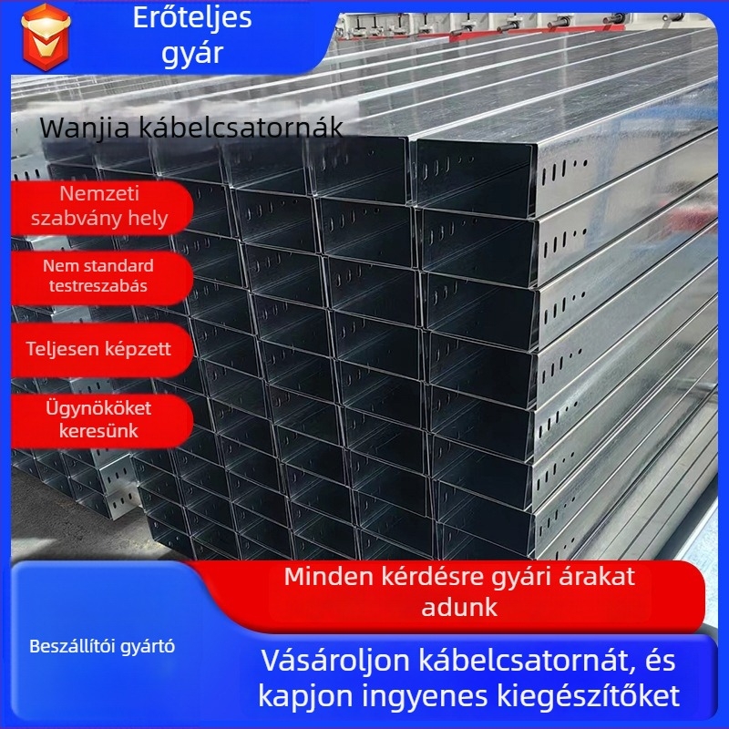 Korito-híd típusú galvanizált kábelcsatorna tűzálló porlasztott bevonattal, testreszabható feldolgozás