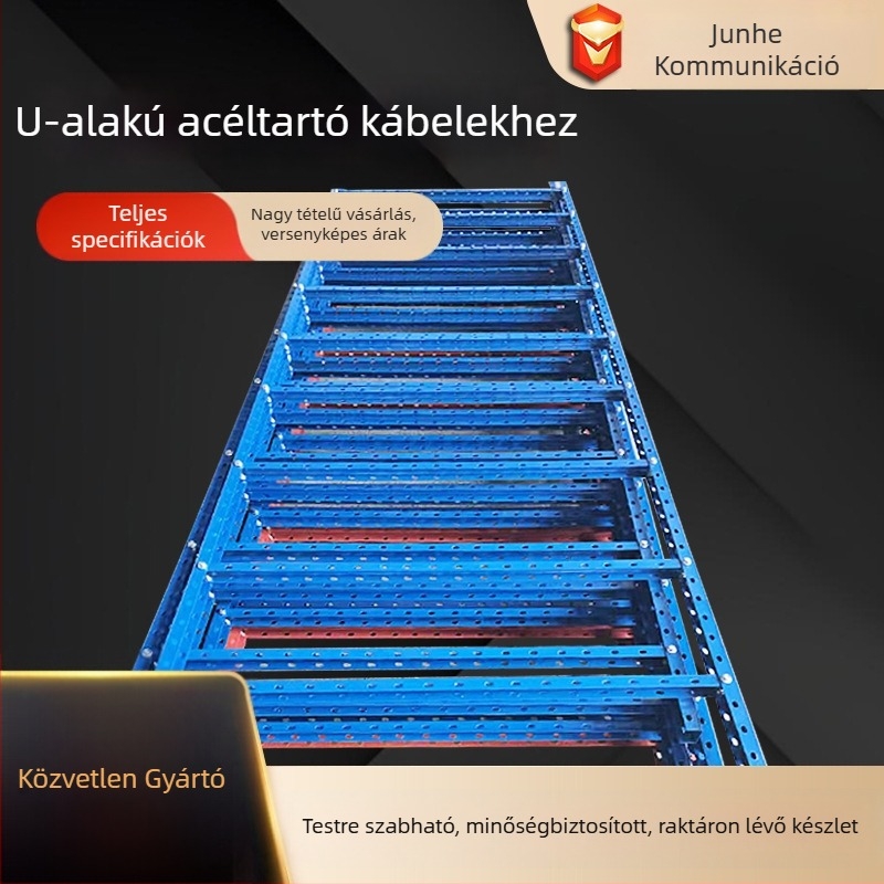 Testreszabható belső kábelrendező rozsdamentes acélból, trapéz keresztmetszet, U-alakú keret, elektromos és távközlési helyiségekhez