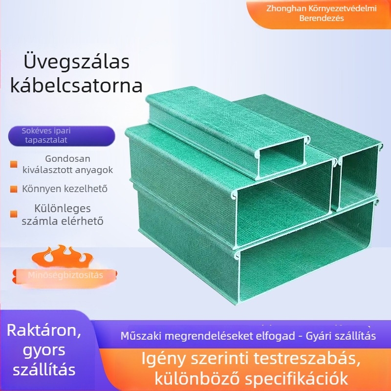 Üvegszálas kábelcsatorna, csatornás típusú híd, korrózióálló, autópályákon, alagutakban, üzemek és optikai kábelek lefektetésére