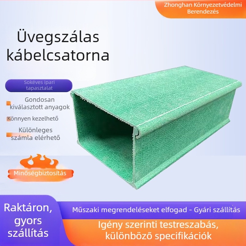 Üvegszálas kábelcsatorna, csatornás típusú híd, korrózióálló, autópályákon, alagutakban, üzemek és optikai kábelek lefektetésére