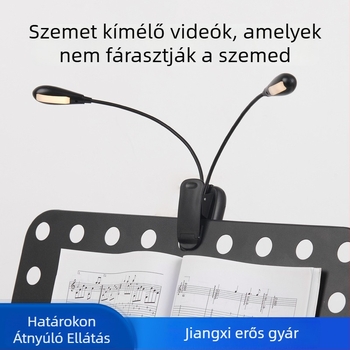 Kétfejű LED tanulólámpa, szemvédő fény, USB-tápellátás, fény kotta- és zongorához