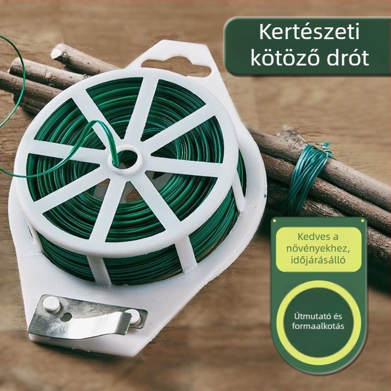 Plasztik bevonat kerti kötöző huzal – három darabos készlet rózsákhoz és kapaszkodó növényekhez – növénykötő eszköz