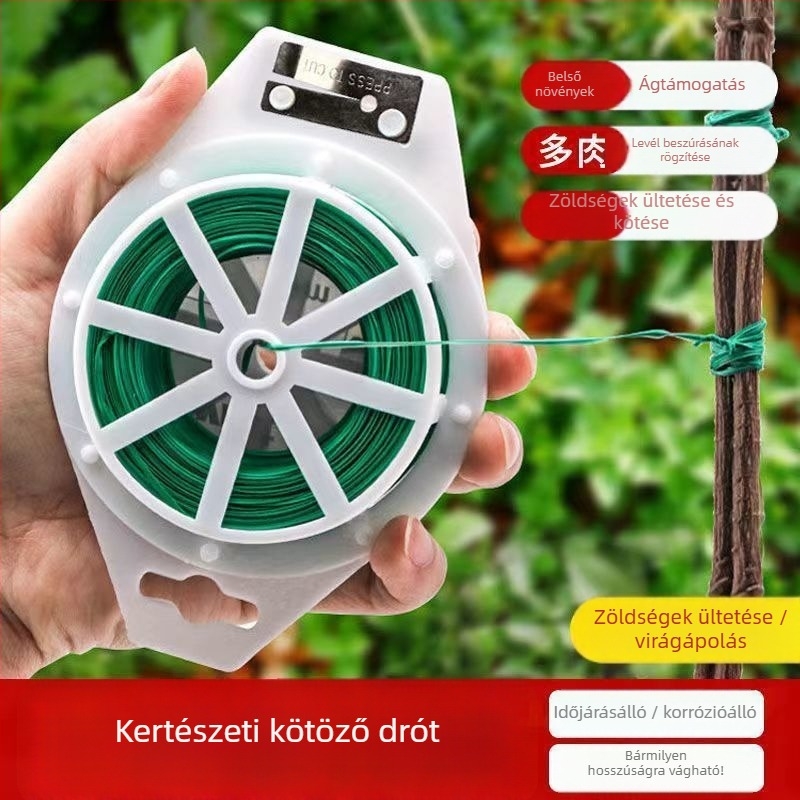 Plasztik bevonat kerti kötöző huzal – három darabos készlet rózsákhoz és kapaszkodó növényekhez – növénykötő eszköz