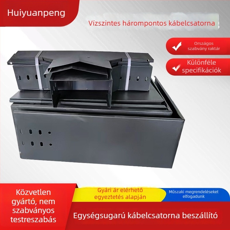 Vízszintes háromágú kábelcsatorna, tűzálló, galvanizált, trough-típus, hidegen hengerelt lemezből, testreszabható