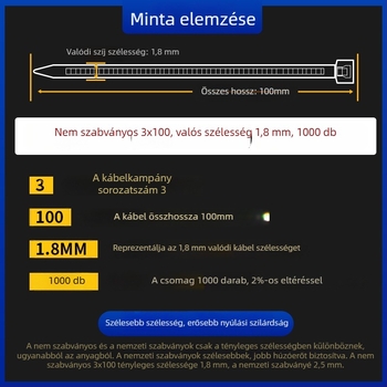 Önzáró kábelkötegek, PA66, modell 3x100 nem szabványos, tűzállóság 0.97