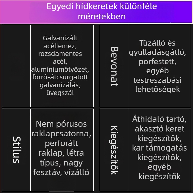 Galvánizált kábelcsatorna híd emelőkeret keresztkaros tartóval – testreszabható feldolgozás, horisztális emeléshez (kisméretű), márka Zhongji Pengzheng