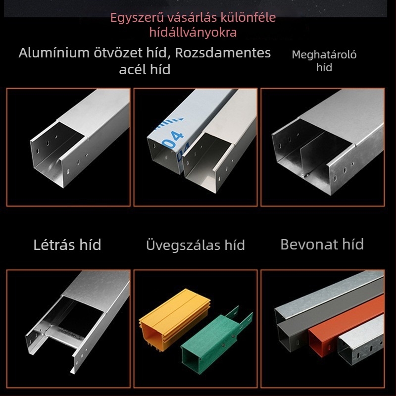 Galvanizált kábelcsatorna híd típus, vezetékekhez - létra- és akna típus, fedőlemezzel - testreszabás elérhető - magánmárka