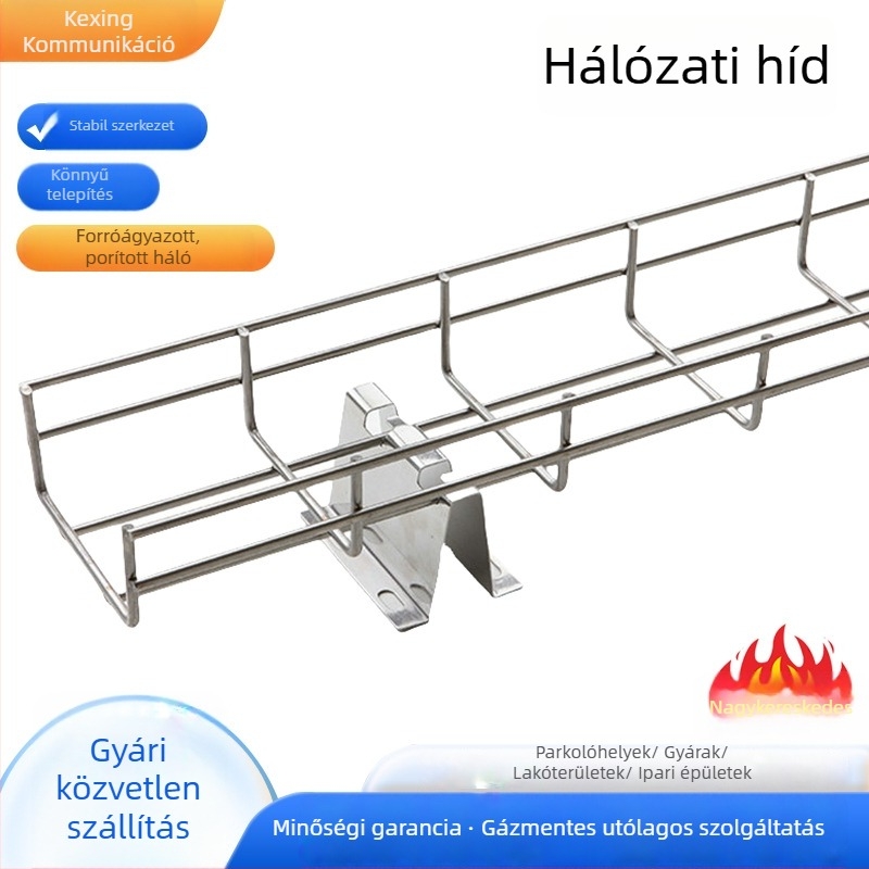 Rozsdamentes acél hálós kábelcsatorna gépházhoz — gyengeáram-híd, Kexing márka, hálós kábelcsatorna, alkalmas gyárépületekhez