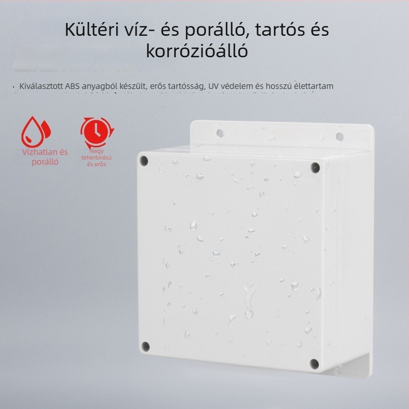 Kültéri IP65 vízálló elosztó doboz fülös felületre szerelhető ABS műanyagból, terminálokkal, falra csavarozható