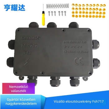 Hengyoda kültéri IP68 zárt elektromos elosztó doboz, 4–15 mm vezetékátmérőhöz, LED világítási vezetékekhez