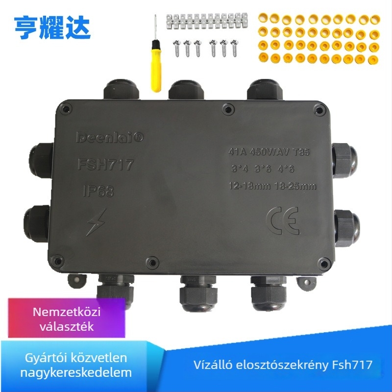 Hengyoda kültéri IP68 zárt elektromos elosztó doboz, 4–15 mm vezetékátmérőhöz, LED világítási vezetékekhez