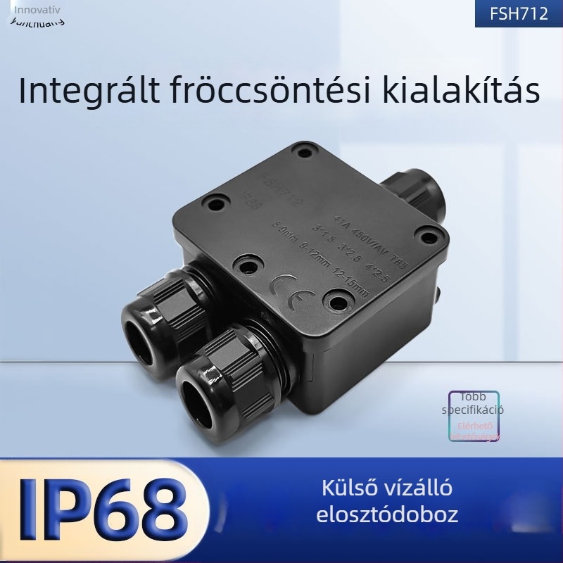 712 IP68 vízálló kültéri háromutas kábelcsatlakozó doboz