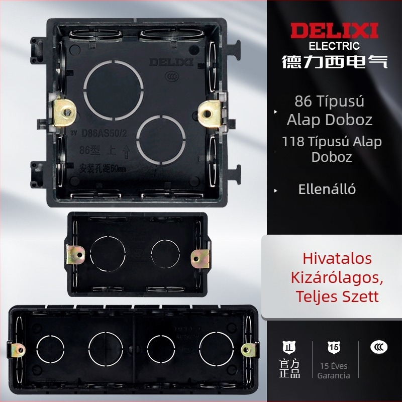 DELIXI ELECTRIC 118 Típus 86 alsó doboz rejtett szereléshez, téglalap alakú kötődoboz nylon burkolattal