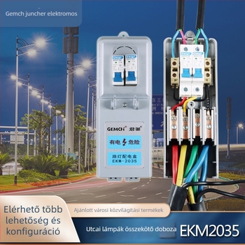 EKM2035 Utcai lámpa csatlakozódoboz, háromfázisú négyvezetékes, 4 áramkör, biztosíték, IP54, 150 A