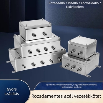 Kültéri rozsdamentes acél kábelcsatlakozó doboz 304/316, vízálló, por- és korrózióálló