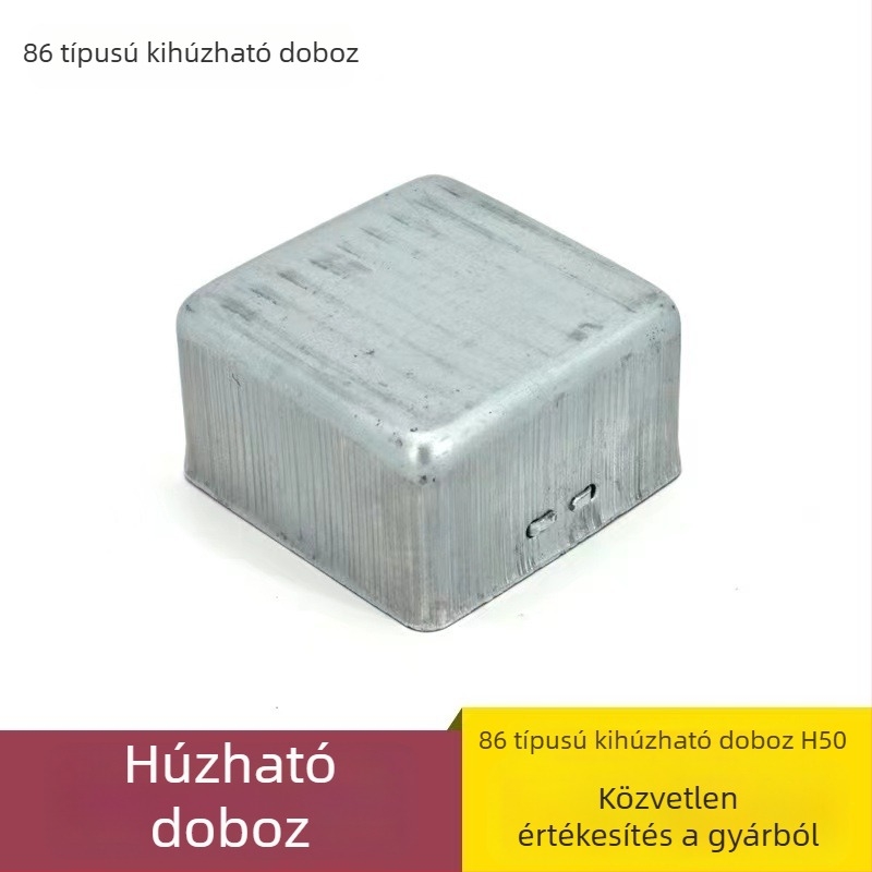 86-os típusú fém felületre szerelt kapcsoló–aljzat doboz, H40H50, vas burkolat, Hongwangda