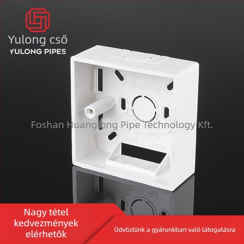 YLONG PVC vastagított 86 típusú kapcsoló- és dugaszolópanel felületre szerelt hátoldali dobozzal