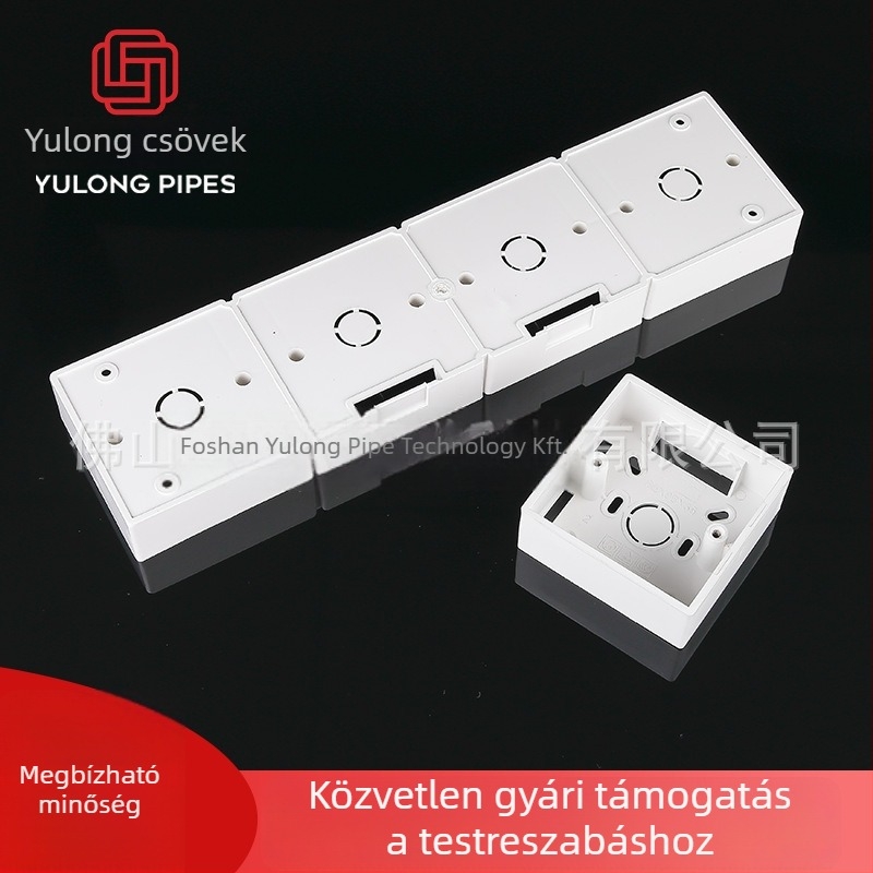 YLONG PVC vastagított 86 típusú kapcsoló- és dugaszolópanel felületre szerelt hátoldali dobozzal