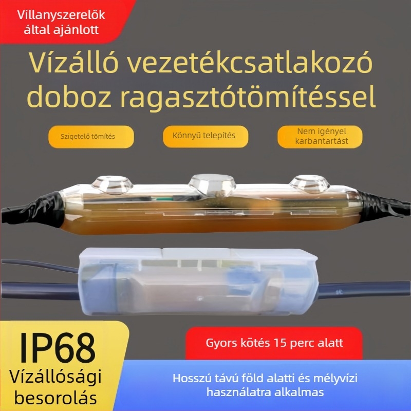 Gel-töltésű vízálló csatlakozó doboz kültéri utcai világításhoz, alacsony feszültségű merülőpumpa kábelhez, középső csatlakozó tömítés