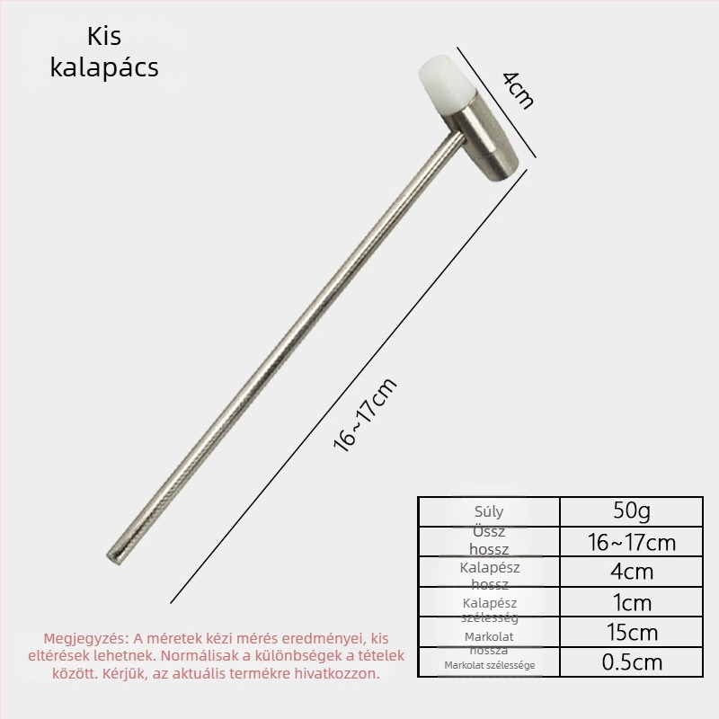 Körfejű óraszerelési kalapács, kettős használat, nikkel bevonatú szénacél fej, acél nyél, 0.08 kg