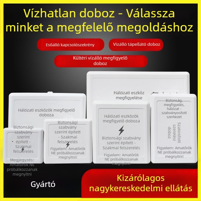 Kültéri vízálló műanyag ház megfigyelő berendezéshez és tápegységhez, csatlakozódoboz