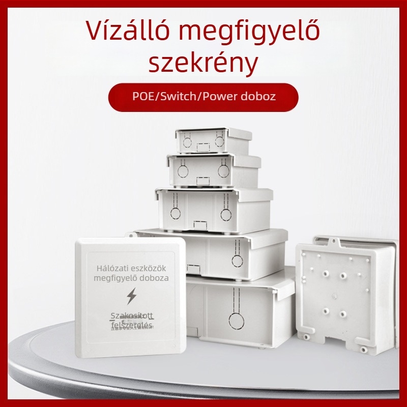 Kültéri vízálló műanyag ház megfigyelő berendezéshez és tápegységhez, csatlakozódoboz